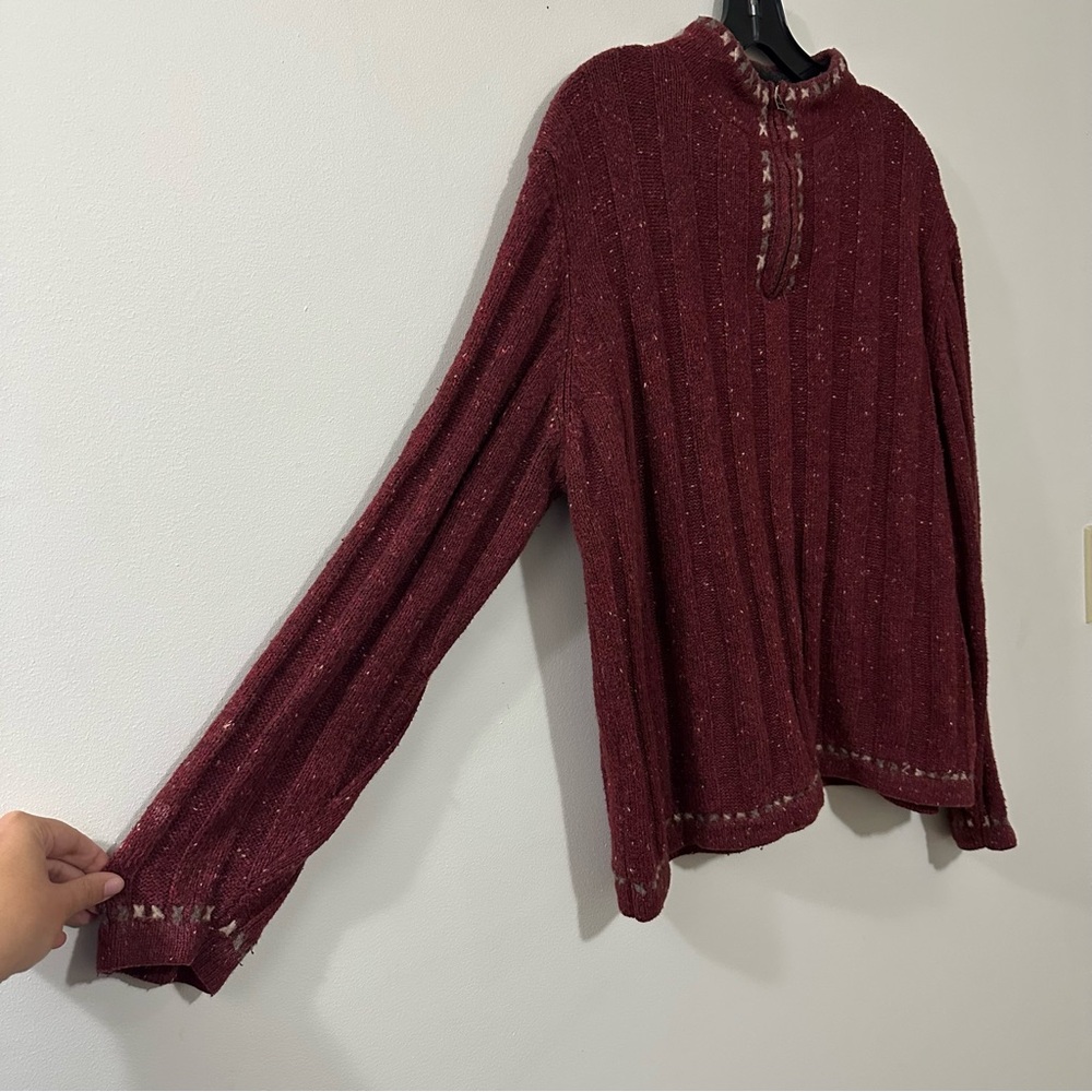 Woolrich Women's Ruby Heather Wool‎ Blend Henley Zip Pull-over Sweater Size XL - Picture 3 of 5